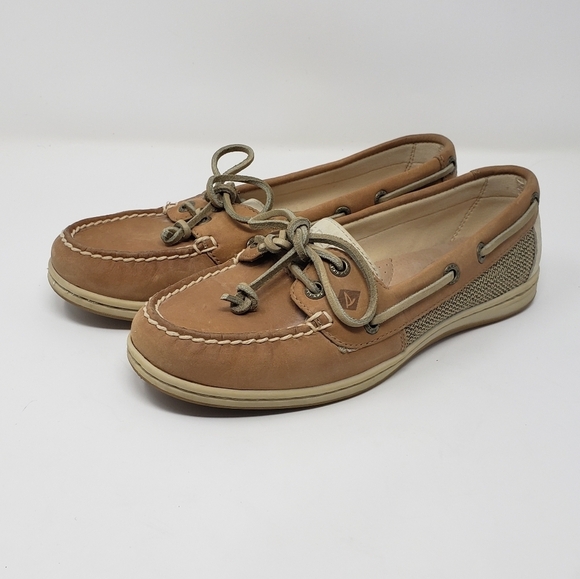 Sperry Topsiders Firefish Linen Oat Leather/Fabric Upper Boat Shoes Women's Sz 6 - Picture 2 of 9